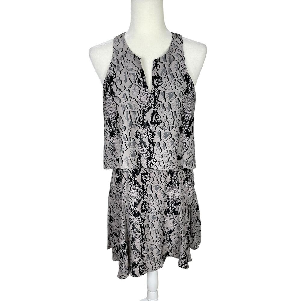 Parker Silk Snakeskin Print Sleeveless Mini Dress Black Gray Size S/M Chic NWT